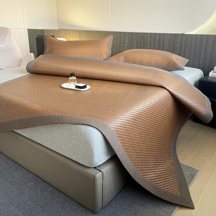 91家纺网 家纺一手货源 找家纺 阿牛席业 2025新款舒爽藤席系列-E-PE藤席 PE霸王藤-咖色