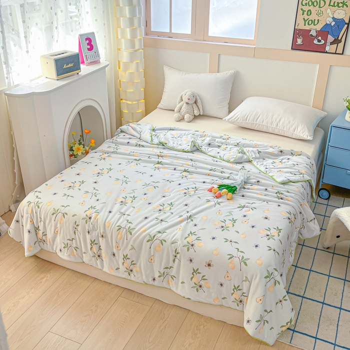 91家纺网 家纺一手货源 找家纺 龙图家纺 2025新款A类母婴针织棉夏被印花卡通凉感丝夏凉被空调被 硕果