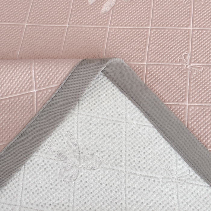 91家纺网 家纺一手货源 找家纺 吉祥家纺 2025春夏新款包边提花凉席席子 领结粉