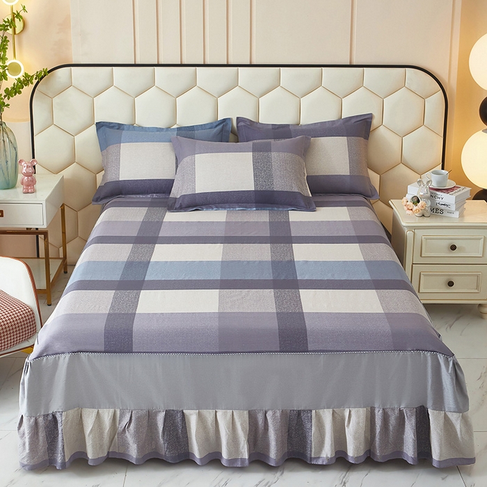 91家纺网 家纺一手货源 找家纺 （总1）安逸家纺 12868 新款全棉床裙四件套床罩学生纯棉床裙款三件套