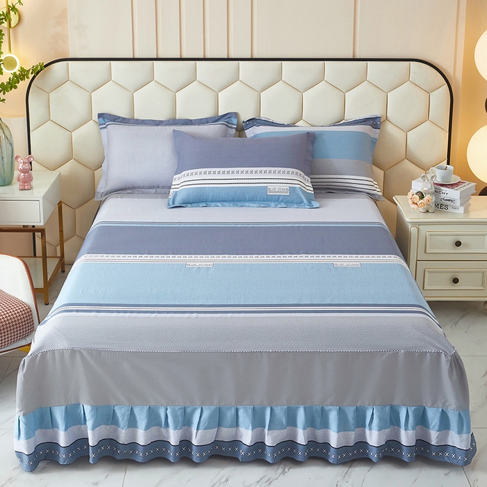 91家纺网 家纺一手货源 找家纺 （总1）安逸家纺 12868 新款全棉床裙四件套床罩学生纯棉床裙款三件套