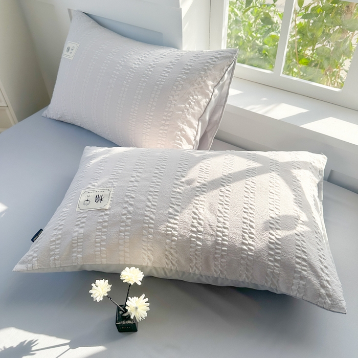 91家纺网 家纺一手货源 找家纺 丞音家纺 2025新款A类亲肤棉泡泡纱棉麻纯色宿舍公寓学生三件套床笠床单四件套 米兰-烟灰色