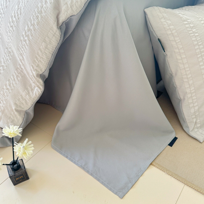 91家纺网 家纺一手货源 找家纺 丞音家纺 2025新款A类亲肤棉泡泡纱棉麻纯色宿舍公寓学生三件套床笠床单四件套 米兰-烟灰色