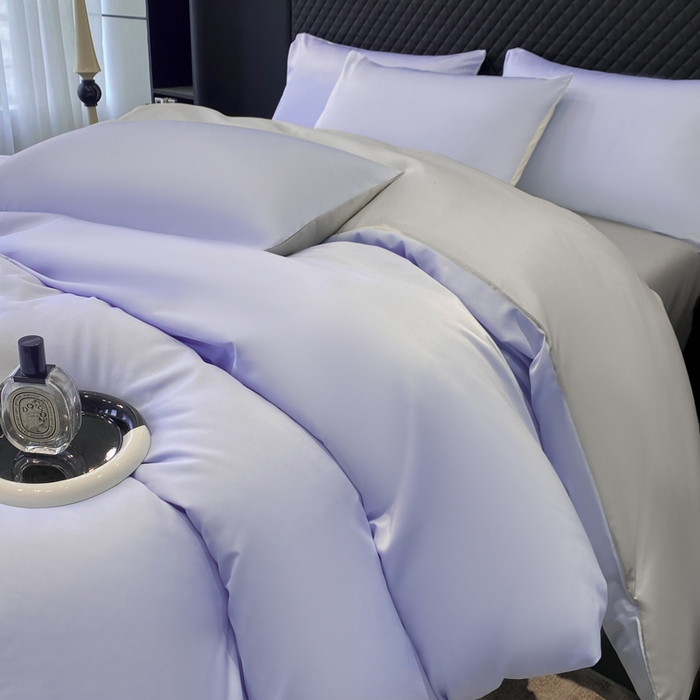 91家纺网 家纺一手货源 找家纺 爱彼家纺 2025夏季新款洛可可冰丝四件套（风格1） 洛可可-淡雅紫+浅灰