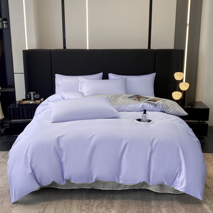 91家纺网 家纺一手货源 找家纺 爱彼家纺 2025夏季新款洛可可冰丝四件套（风格1） 洛可可-淡雅紫+浅灰