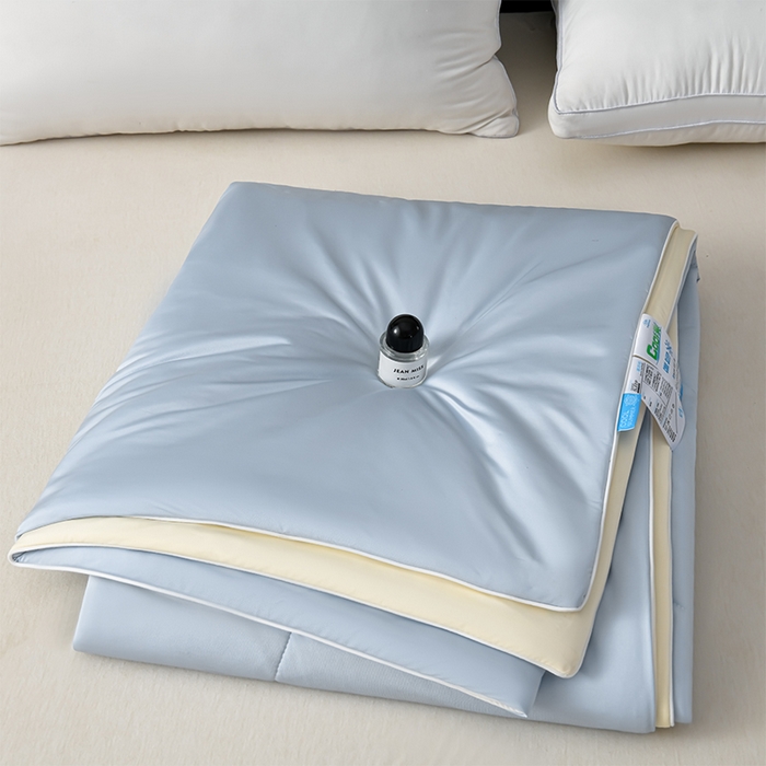 91家纺网 家纺一手货源 找家纺 预言家纺 2025新款A类锦纶凉感夏凉被被子被芯空调被 即刻凉感-浅蓝