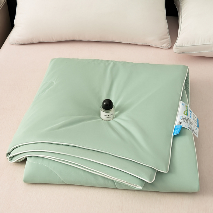 91家纺网 家纺一手货源 找家纺 预言家纺 2025新款A类锦纶凉感夏凉被被子被芯空调被 即刻凉感-绿色