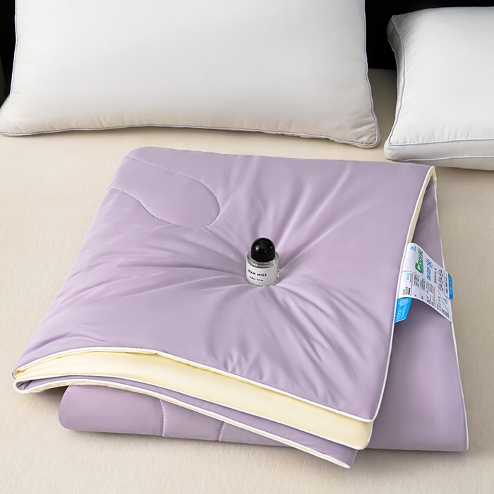 91家纺网 家纺一手货源 找家纺 预言家纺 2025新款A类锦纶凉感夏凉被被子被芯空调被 即刻凉感-浅紫