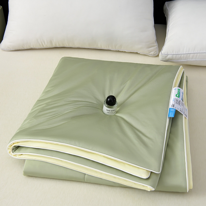 91家纺网 家纺一手货源 找家纺 预言家纺 2025新款A类锦纶凉感夏凉被被子被芯空调被 即刻凉感-抹绿