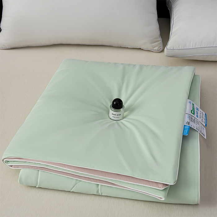 91家纺网 家纺一手货源 找家纺 预言家纺 2025新款A类锦纶凉感夏凉被被子被芯空调被 即刻凉感-水绿