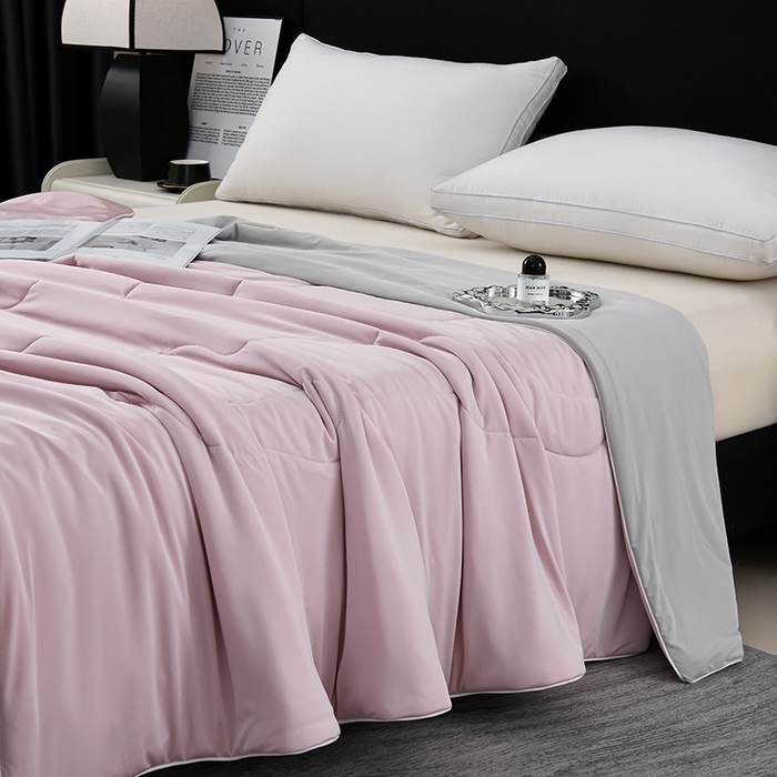 91家纺网 家纺一手货源 找家纺 预言家纺 2025新款A类锦纶凉感夏凉被被子被芯空调被 即刻凉感-粉色