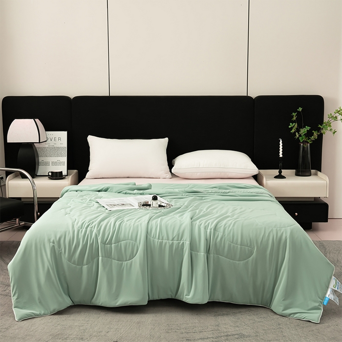 91家纺网 家纺一手货源 找家纺 预言家纺 2025新款A类锦纶凉感夏凉被被子被芯空调被 即刻凉感-绿色