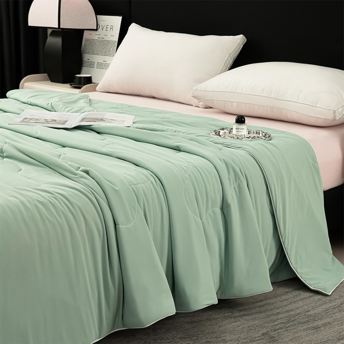 91家纺网 家纺一手货源 找家纺 预言家纺 2025新款A类锦纶凉感夏凉被被子被芯空调被 即刻凉感-绿色