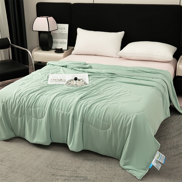 91家纺网 家纺一手货源 找家纺 预言家纺 2025新款A类锦纶凉感夏凉被被子被芯空调被 即刻凉感-绿色