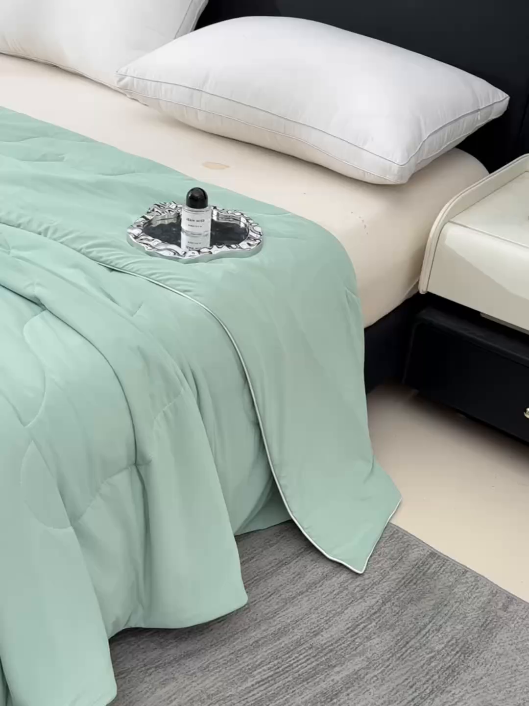 91家纺网 家纺一手货源 找家纺 预言家纺 2025新款A类锦纶凉感夏凉被被子被芯空调被 即刻凉感-绿色