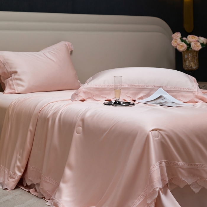 时亿家居 2025新款80s兰精天丝夏被四件套 爱丽丝 爱丽丝 芽粉