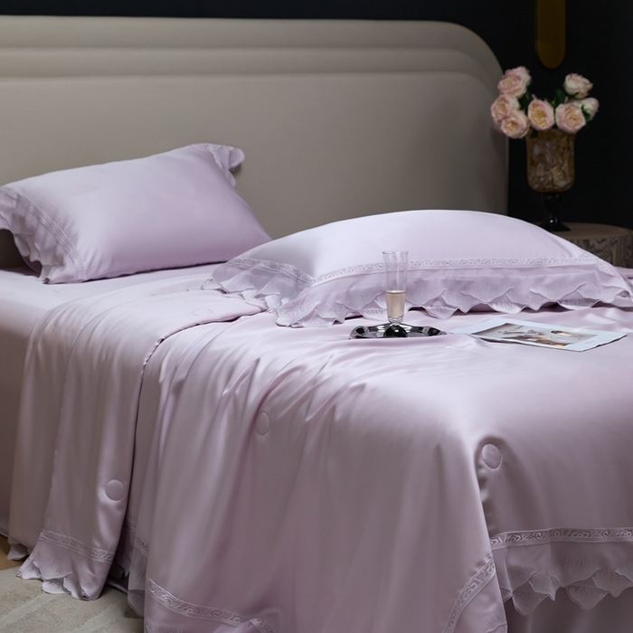 时亿家居 2025新款80s兰精天丝夏被四件套 爱丽丝 爱丽丝 紫
