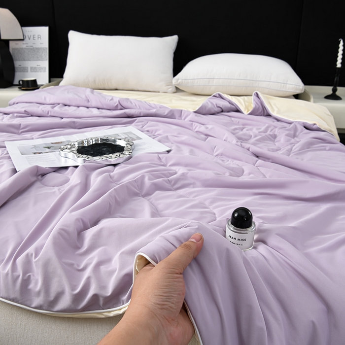 91家纺网 家纺一手货源 找家纺 预言家纺 2025新款A类锦纶凉感夏凉被被子被芯空调被 即刻凉感-浅紫