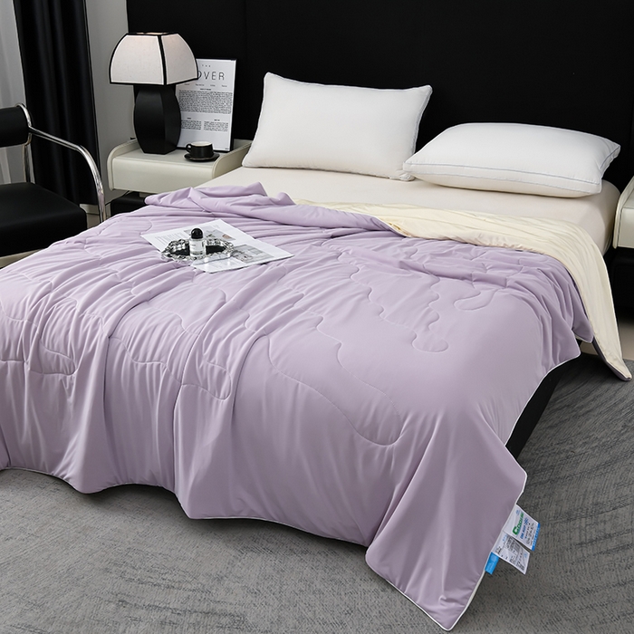 91家纺网 家纺一手货源 找家纺 预言家纺 2025新款A类锦纶凉感夏凉被被子被芯空调被 即刻凉感-浅紫