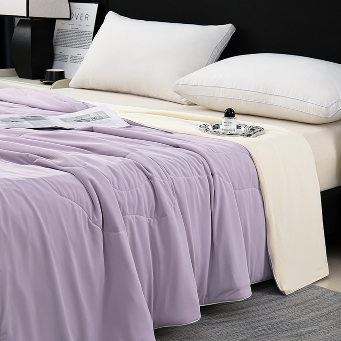 91家纺网 家纺一手货源 找家纺 预言家纺 2025新款A类锦纶凉感夏凉被被子被芯空调被 即刻凉感-浅紫