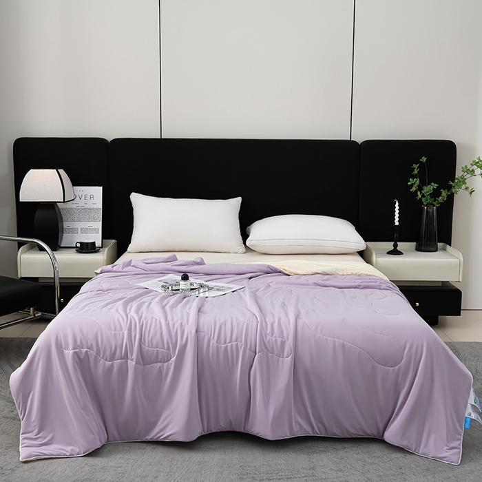 91家纺网 家纺一手货源 找家纺 预言家纺 2025新款A类锦纶凉感夏凉被被子被芯空调被 即刻凉感-浅紫