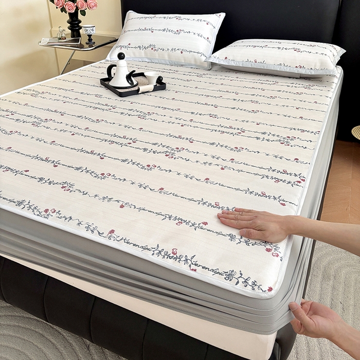 绒艺席业 2025新款赫本风印花凉席席子系列床笠款 昨日情书