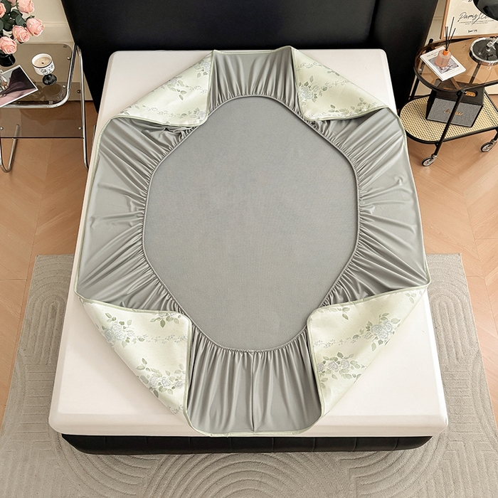 91家纺网 家纺一手货源 找家纺 绒艺席业 2025新款赫本风印花凉席席子系列床笠款 蔓野