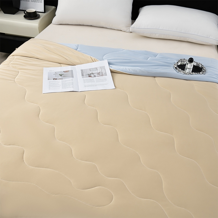 91家纺网 家纺一手货源 找家纺 预言家纺 2025新款A类锦纶凉感夏凉被被子被芯空调被 即刻凉感-香槟色