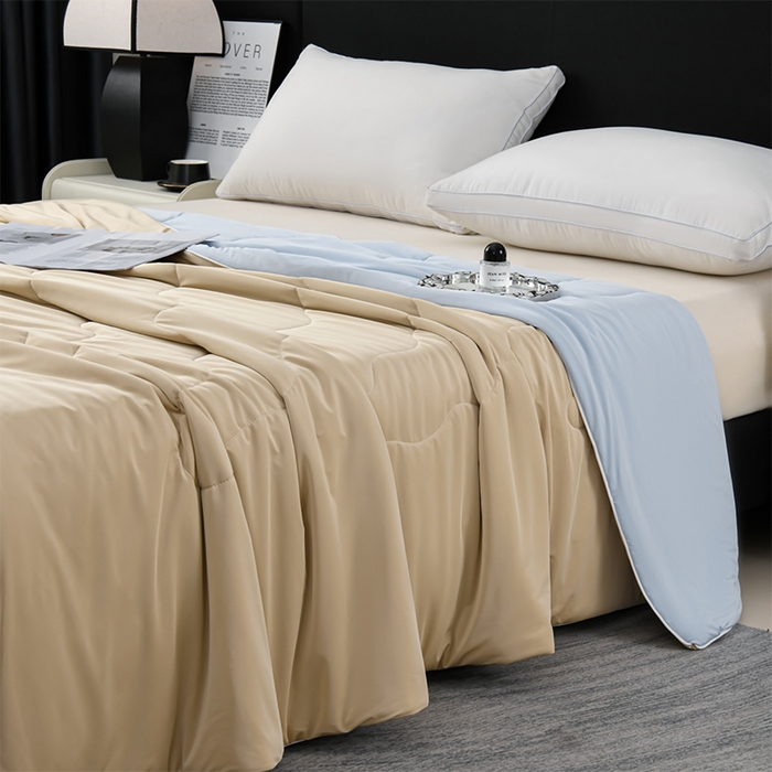 91家纺网 家纺一手货源 找家纺 预言家纺 2025新款A类锦纶凉感夏凉被被子被芯空调被 即刻凉感-香槟色