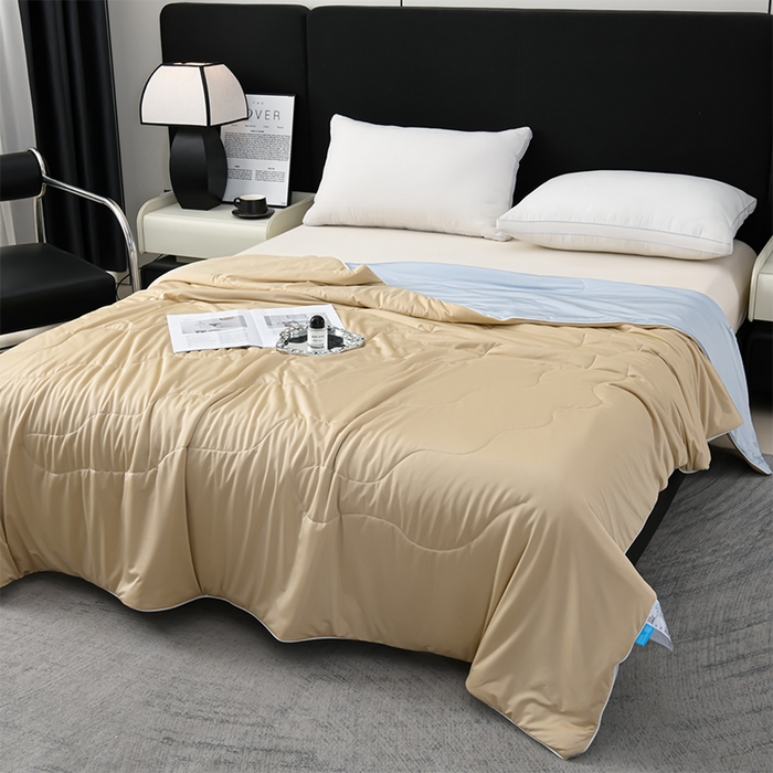 91家纺网 家纺一手货源 找家纺 预言家纺 2025新款A类锦纶凉感夏凉被被子被芯空调被 即刻凉感-香槟色