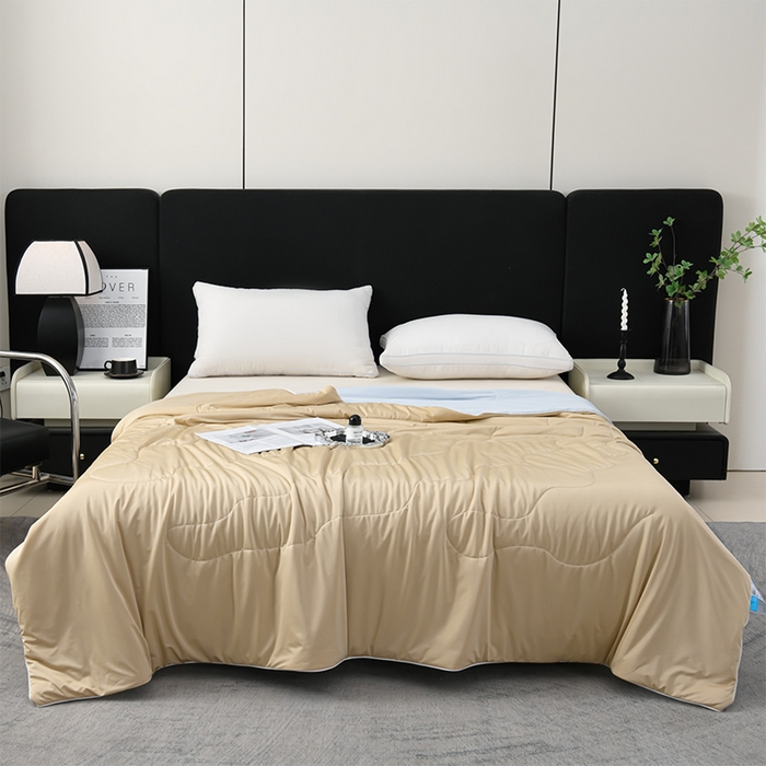 91家纺网 家纺一手货源 找家纺 预言家纺 2025新款A类锦纶凉感夏凉被被子被芯空调被 即刻凉感-香槟色