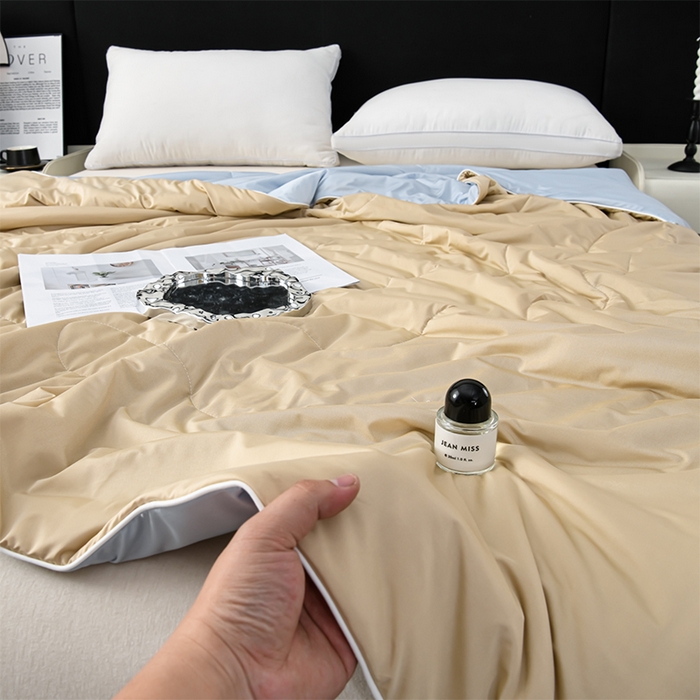 91家纺网 家纺一手货源 找家纺 预言家纺 2025新款A类锦纶凉感夏凉被被子被芯空调被 即刻凉感-香槟色