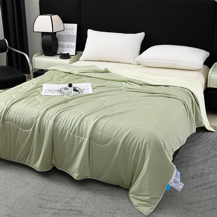 91家纺网 家纺一手货源 找家纺 预言家纺 2025新款A类锦纶凉感夏凉被被子被芯空调被 即刻凉感-抹绿