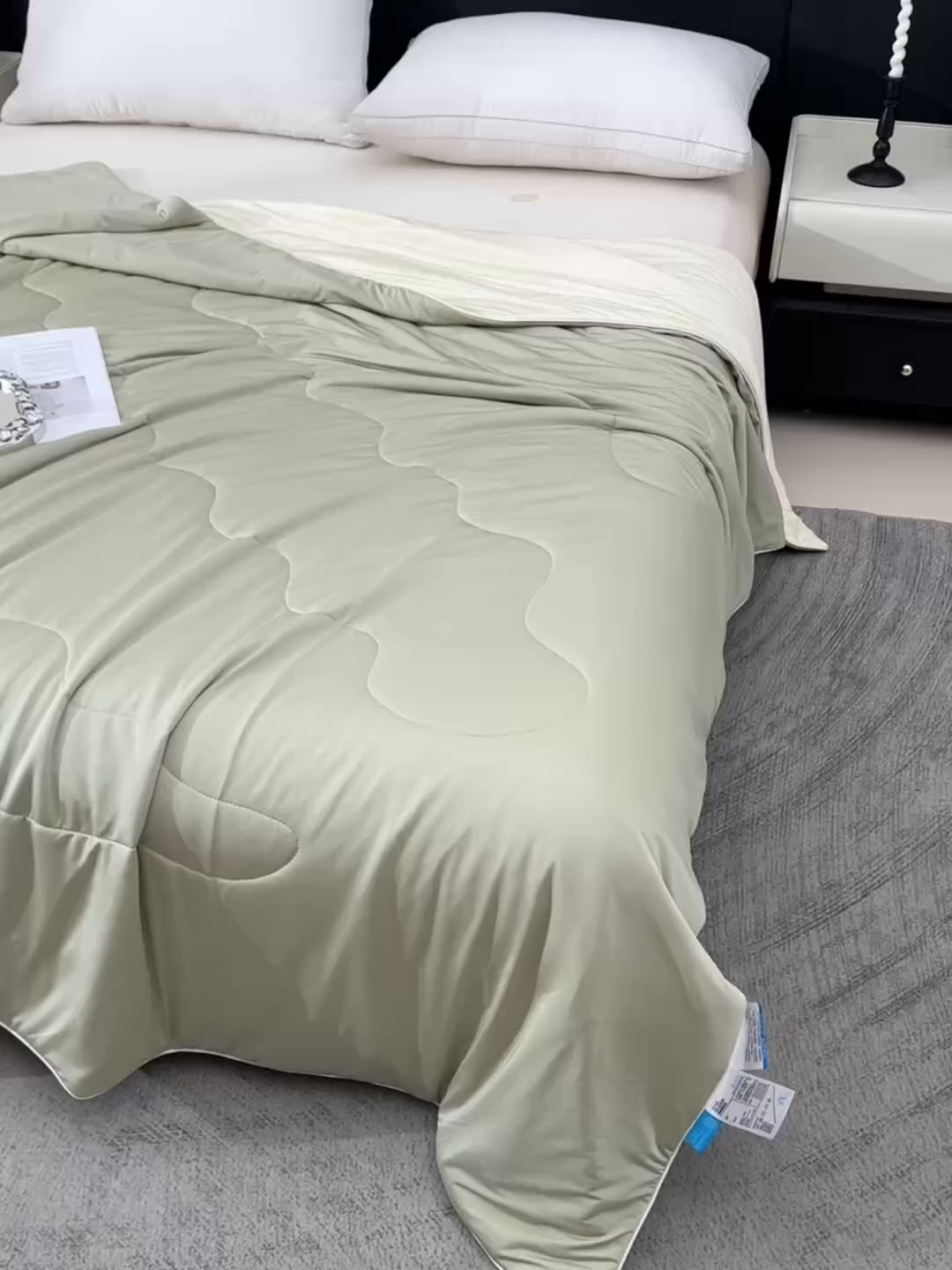 91家纺网 家纺一手货源 找家纺 预言家纺 2025新款A类锦纶凉感夏凉被被子被芯空调被 即刻凉感-抹绿