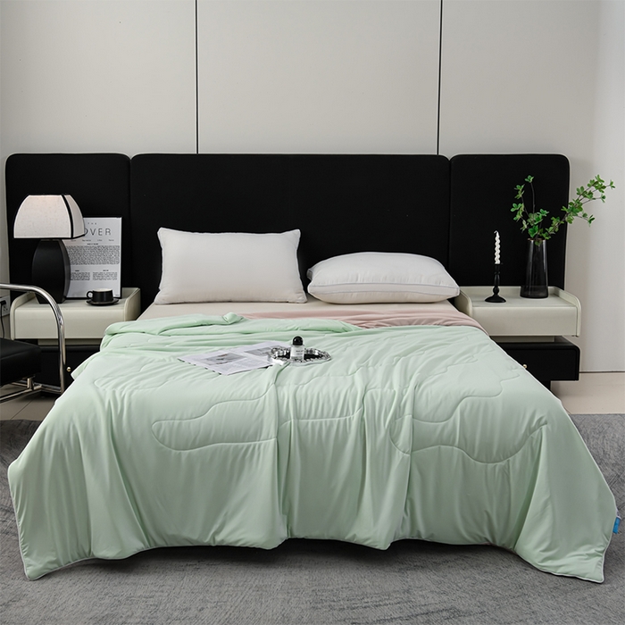 91家纺网 家纺一手货源 找家纺 预言家纺 2025新款A类锦纶凉感夏凉被被子被芯空调被 即刻凉感-水绿