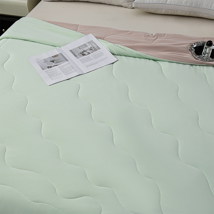 91家纺网 家纺一手货源 找家纺 预言家纺 2025新款A类锦纶凉感夏凉被被子被芯空调被 即刻凉感-水绿