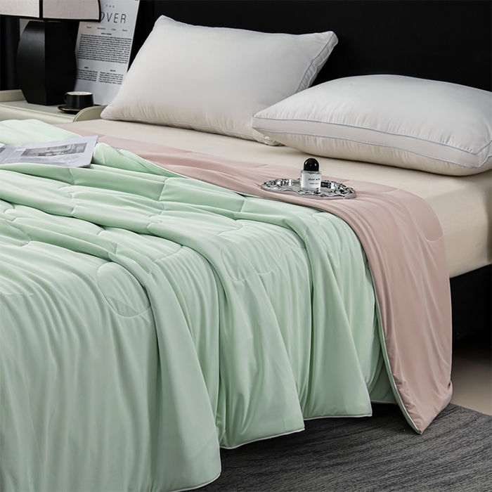 91家纺网 家纺一手货源 找家纺 预言家纺 2025新款A类锦纶凉感夏凉被被子被芯空调被 即刻凉感-水绿