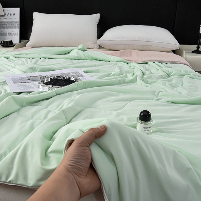 91家纺网 家纺一手货源 找家纺 预言家纺 2025新款A类锦纶凉感夏凉被被子被芯空调被 即刻凉感-水绿