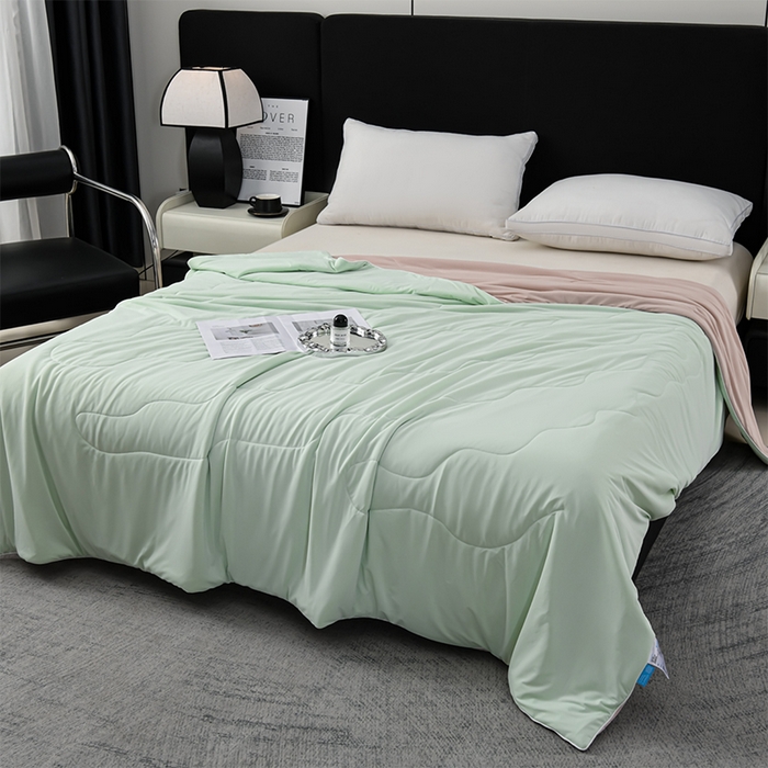 91家纺网 家纺一手货源 找家纺 预言家纺 2025新款A类锦纶凉感夏凉被被子被芯空调被 即刻凉感-水绿