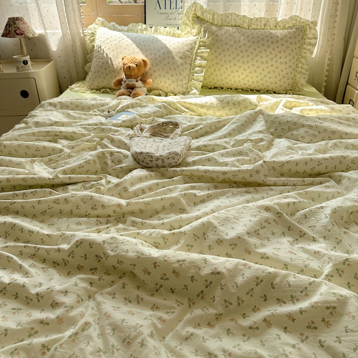 91家纺网 家纺一手货源 找家纺 轻奢坊 2025新款水洗棉密拷花边夏被夏凉被空调被四件套 清然