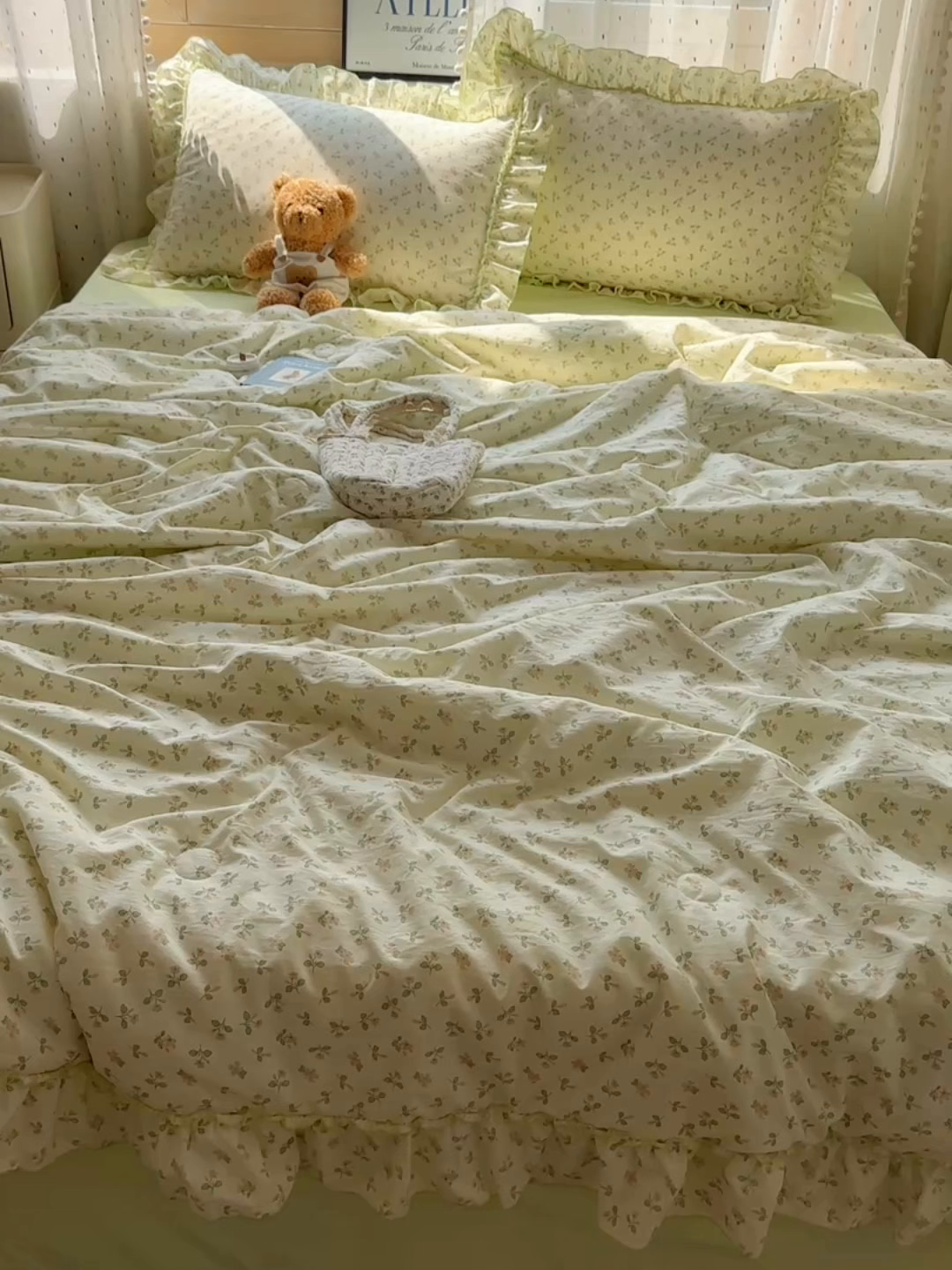91家纺网 家纺一手货源 找家纺 轻奢坊 2025新款水洗棉密拷花边夏被夏凉被空调被四件套 清然