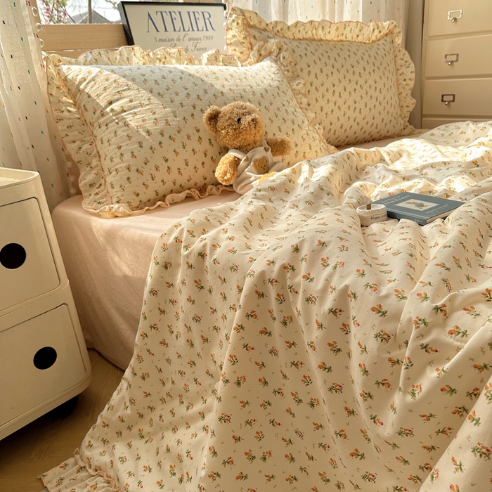 91家纺网 家纺一手货源 找家纺 轻奢坊 2025新款水洗棉密拷花边夏被夏凉被空调被四件套 艺朵