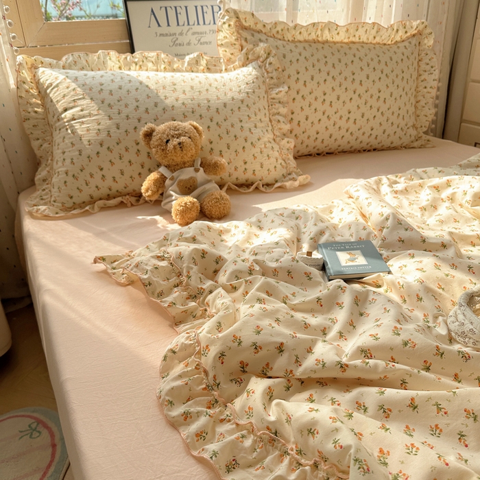 91家纺网 家纺一手货源 找家纺 轻奢坊 2025新款水洗棉密拷花边夏被夏凉被空调被四件套 艺朵