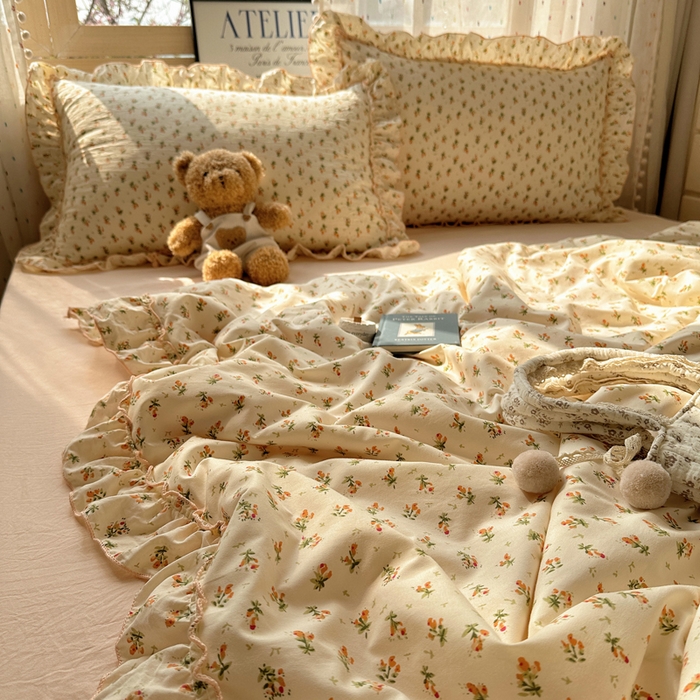 91家纺网 家纺一手货源 找家纺 轻奢坊 2025新款水洗棉密拷花边夏被夏凉被空调被四件套 艺朵