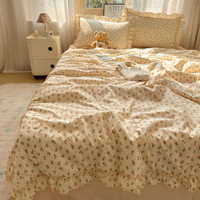 91家纺网 家纺一手货源 找家纺 轻奢坊 2025新款水洗棉密拷花边夏被夏凉被空调被四件套 艺朵