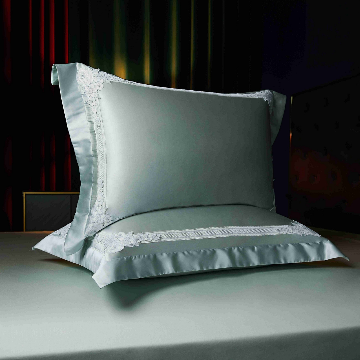 91家纺网 家纺一手货源 找家纺 缔缦 2025新款高端居家轻奢系列AB版真丝棉长绒棉芬尼细语 雅绿四件套