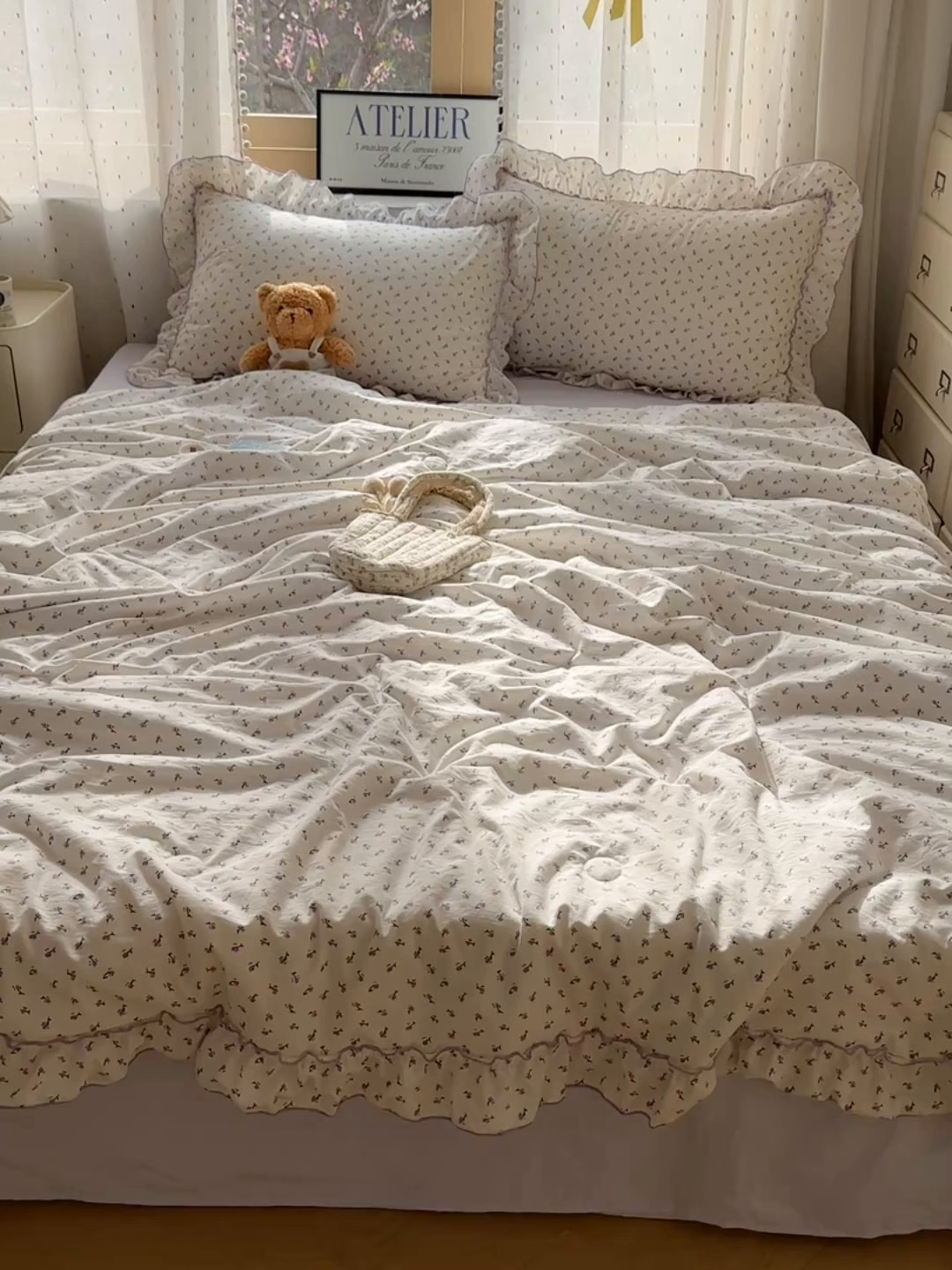 91家纺网 家纺一手货源 找家纺 轻奢坊 2025新款水洗棉密拷花边夏被夏凉被空调被四件套 紫米