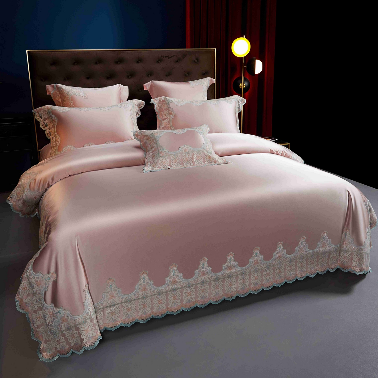 91家纺网 家纺一手货源 找家纺 缔缦 2025新款高端居家轻奢系列AB版真丝棉长绒棉梦幻兰馨 粉四件套