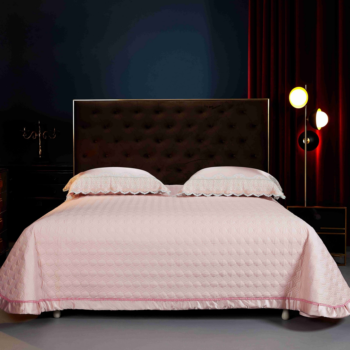 91家纺网 家纺一手货源 找家纺 缔缦 2025新款高端居家轻奢系列AB版真丝棉长绒棉梦幻兰馨 粉四件套