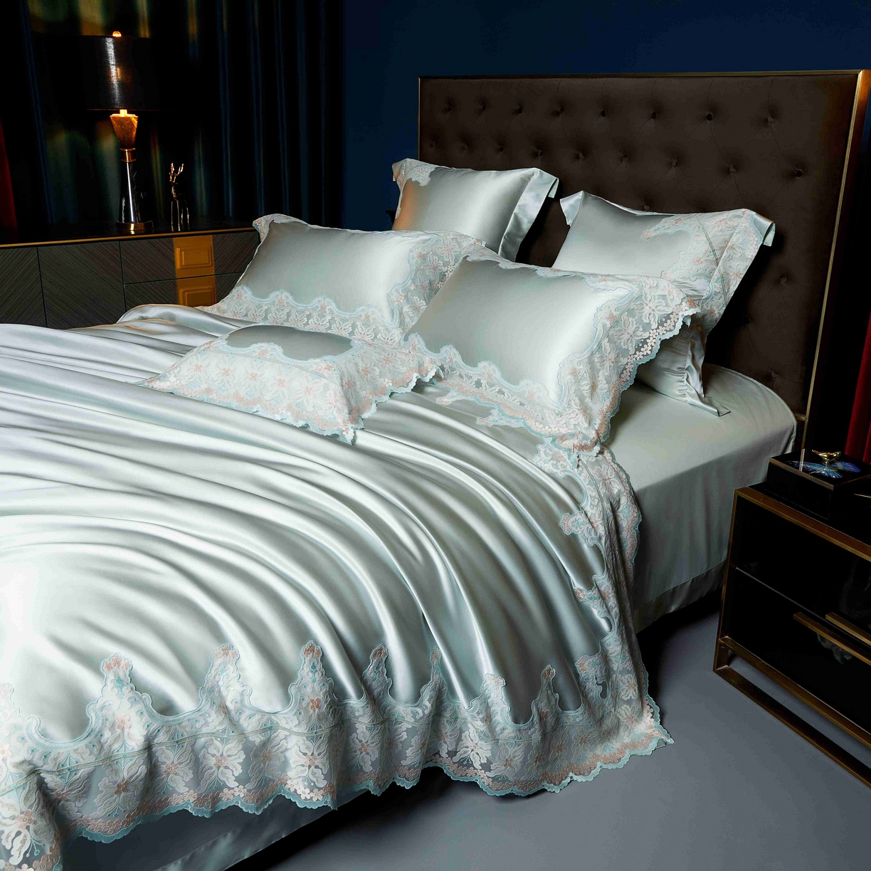 91家纺网 家纺一手货源 找家纺 缔缦 2025新款高端居家轻奢系列AB版真丝棉长绒棉梦幻兰馨 雅兰四件套